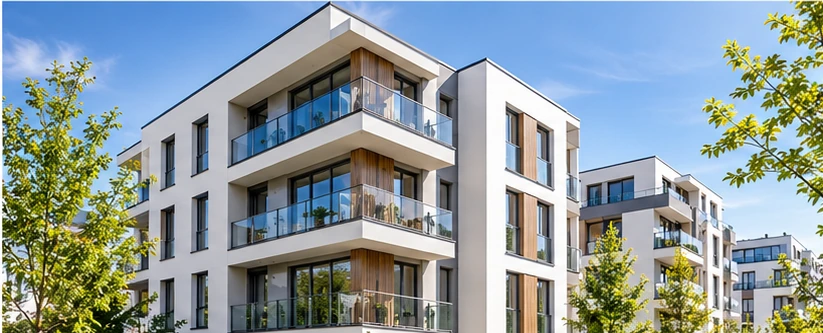 Modernes Mehrfamilienhaus für Energieversorgung und Hausverwaltung